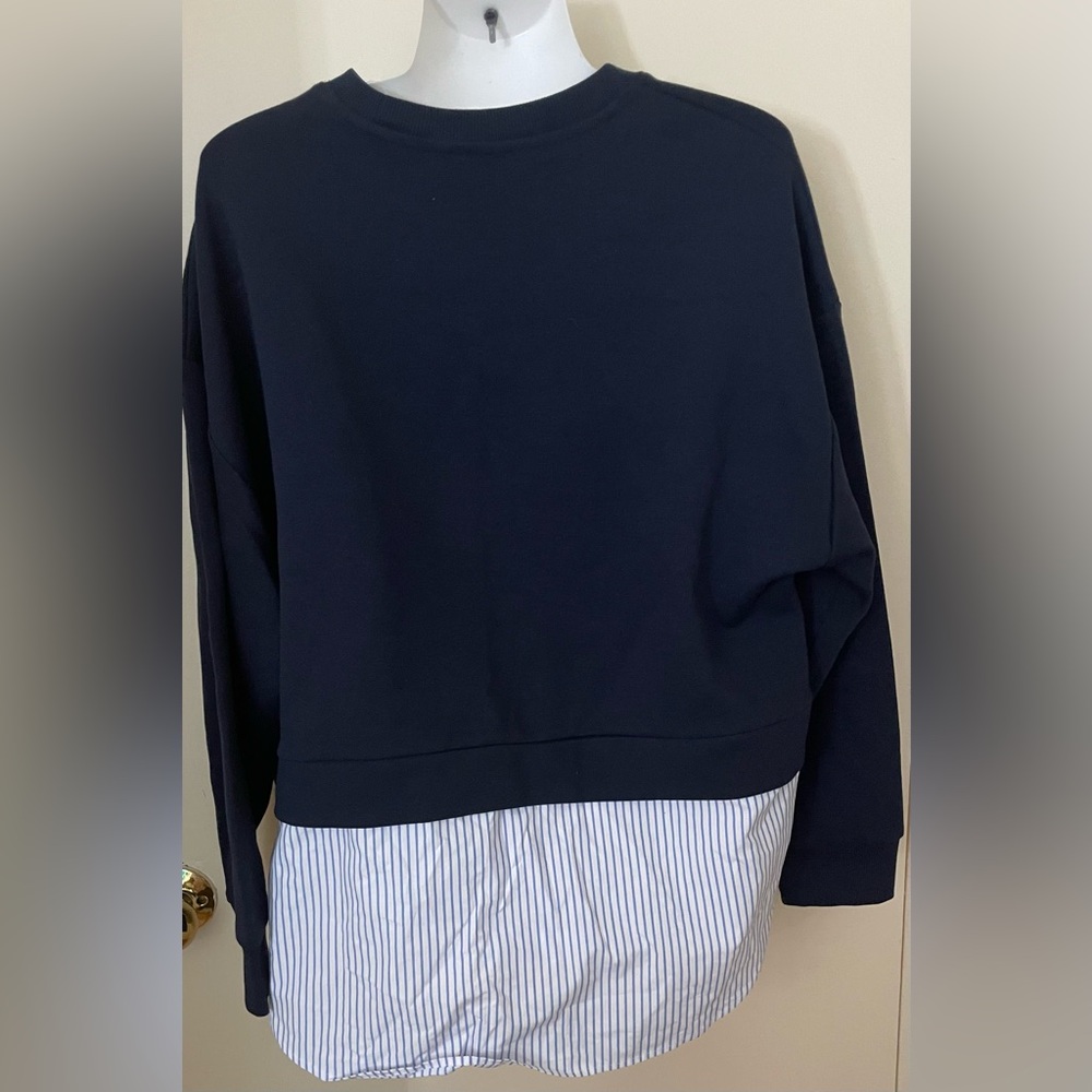 Sz L Reitman’s women’s Long-Sleeve Crew-Neck Sweatshirt with Fooler Insert navy - Picture 6 of 13